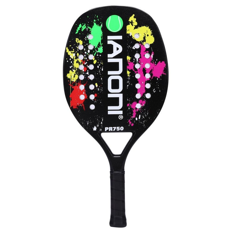 IANONI Beach Tennis Racket, Carbon Fiber Grit Face with EVA Memory Foam Core Beach Tennis Racket (Black) - Image 1